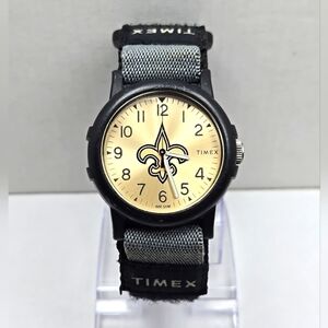 Mens Timex New Orleans Saints WR 50M Nylon Band Quartz Analog Watch New Battery